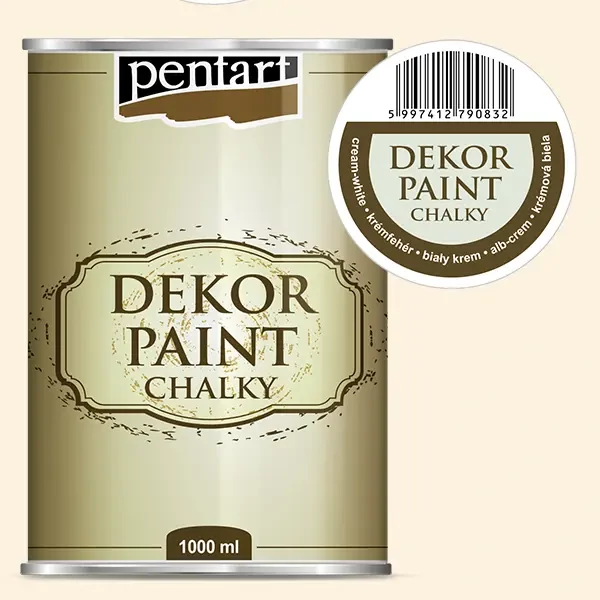 Kriedová farba Pentart Dekor Paint Chalky, 1000 ml - krémovo biela