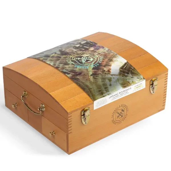 Sada na maľovanie olejovými farbami L&B Fine - Prestige box : 28x20 ml + 4x75 ml + 2x60 ml + príslušenstvo, drevená krabička