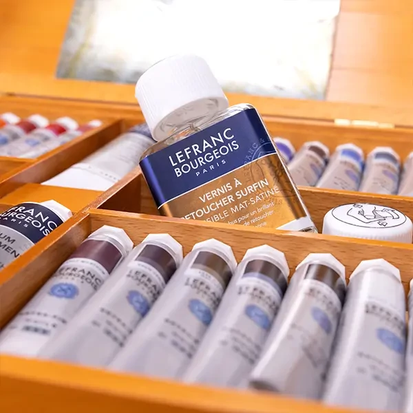 Sada na maľovanie olejovými farbami L&B Fine - Prestige box : 28x20 ml + 4x75 ml + 2x60 ml + príslušenstvo, drevená krabička
