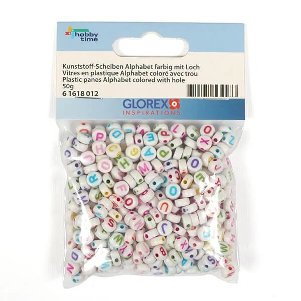Plastové písmenkové koráliky, 7 mm - farebné