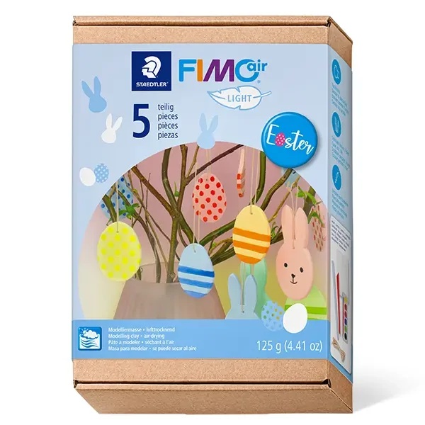 FIMO Air Light Easter Set, sada veľkonočných modelovacích hmôt, 125 g s doplnkami (s lanom)