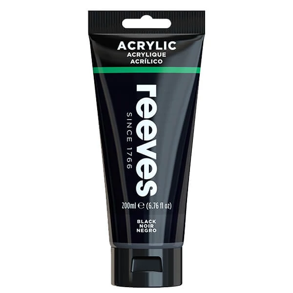 Akrylová farba Reeves, 200 ml - black