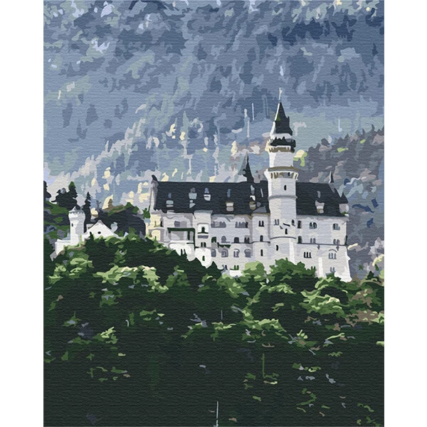 Číslovaná omaľovánka v sade, na napnutom plátne, 40x50 cm - Pohľad na Neuschwanstein