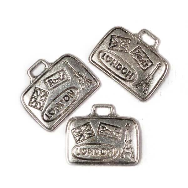 Charm kovová ozdoba, 3 ks - Paríž, Londýn, 3D