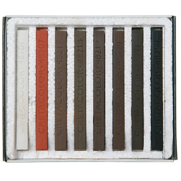 Sada pasteliek (pitt kried) Cretacolor - 8 ks, hnedé odtiene