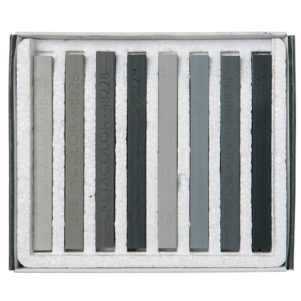 Sada pasteliek (pitt kried) Cretacolor - 8 ks, odtiene sivej