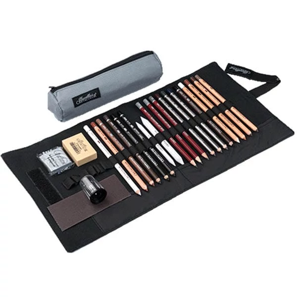 Kresliaca sada v sklopnom plátennom držiaku Cretacolor Pencil Wrap Set - Professional, 24 ks- ová