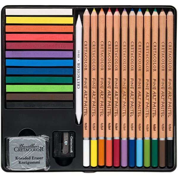 Sada pasteliek na kreslenie Cretacolor The Pastel Basic Box, 27 kusov, v kovovej krabičke