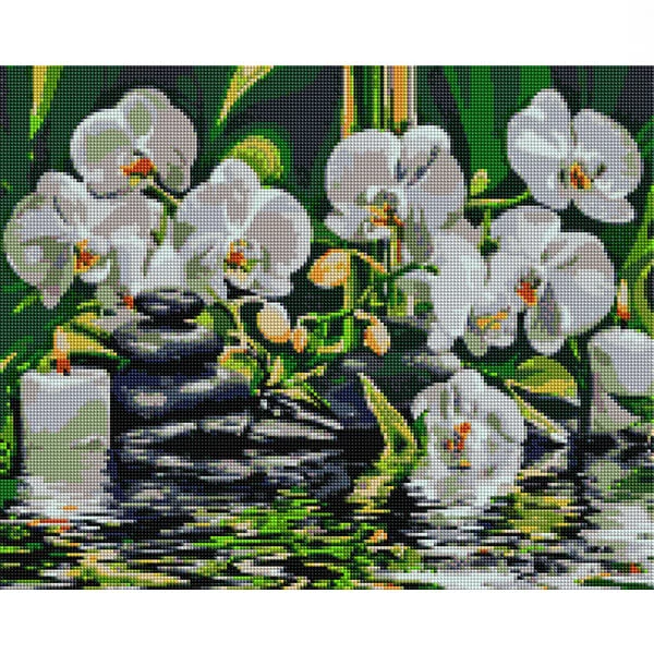 Diamantové mozaikové puzzle, na napnutom plátne, 40x50 cm - Pokoj pri orchideách