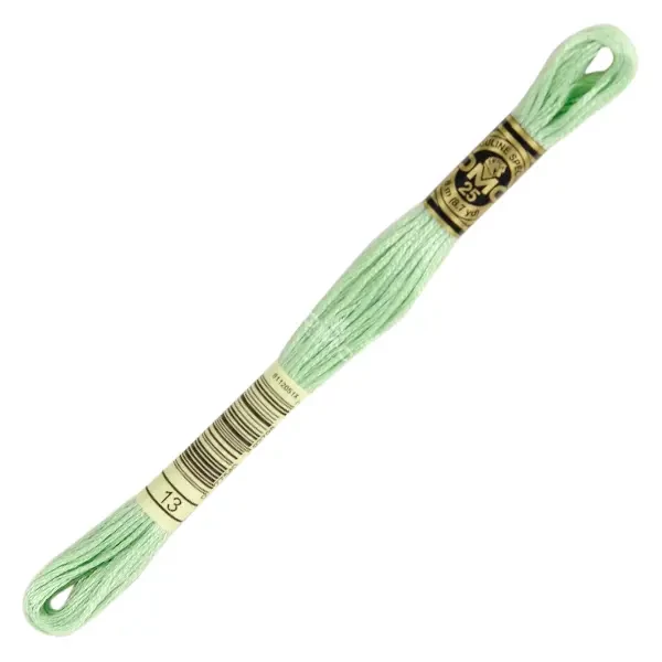 Vyšívacia niť, DMC Mouliné (rozdelená, 6 vlákien), 8 m - 220-13, Medium Light Nile Green