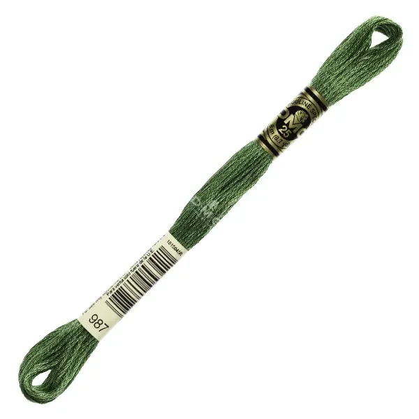 Vyšívacia niť, DMC Mouliné (rozdelená, 6 vlákien), 8 m - 237-987, Forest Green - DK