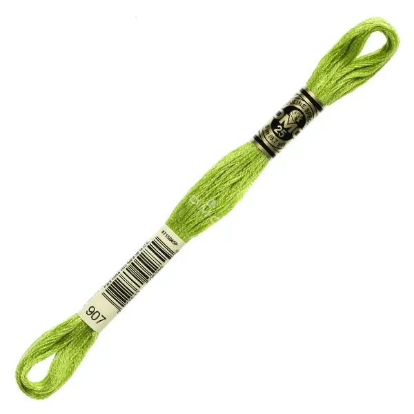 Vyšívacia niť, DMC Mouliné (rozdelená, 6 vlákien), 8 m - 254-907, Parrot Green - LT