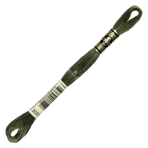 Vyšívacia niť, DMC Mouliné (rozdelená, 6 vlákien), 8 m - 280-3051, Green Gray - DK