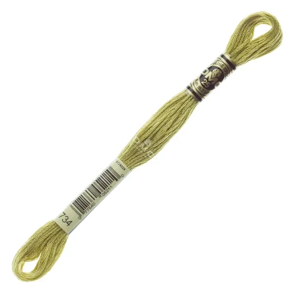 Vyšívacia niť, DMC Mouliné (rozdelená, 6 vlákien), 8 m - 284-734, Olive Green - LT