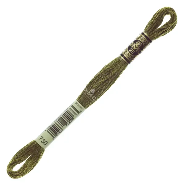 Vyšívacia niť, DMC Mouliné (rozdelená, 6 vlákien), 8 m - 287-730, Olive Green - VY DK