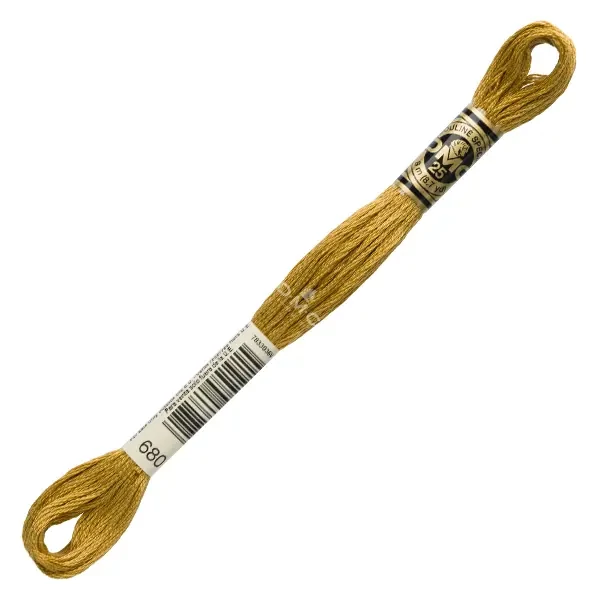 Vyšívacia niť, DMC Mouliné (rozdelená, 6 vlákien), 8 m - 318-680, Old Gold - DK