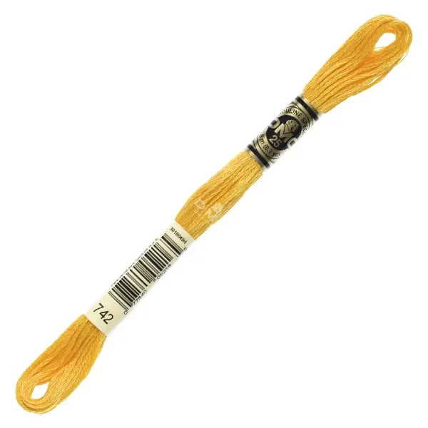 Vyšívacia niť, DMC Mouliné (rozdelená, 6 vlákien), 8 m - 350-742, Tangerine - LT