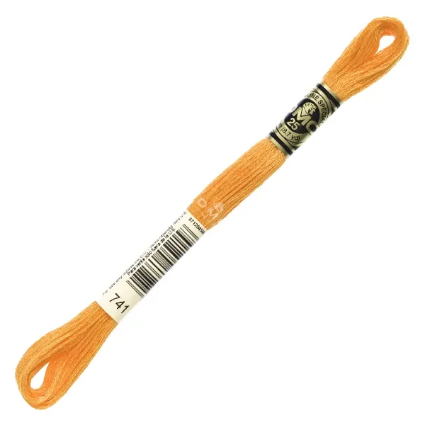 Vyšívacia niť, DMC Mouliné (rozdelená, 6 vlákien), 8 m - 351-741, Tangerine - MED