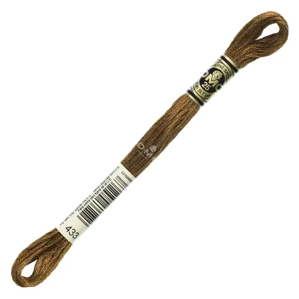 Vyšívacia niť, DMC Mouliné (rozdelená, 6 vlákien), 8 m - 424-433, Brown - MED