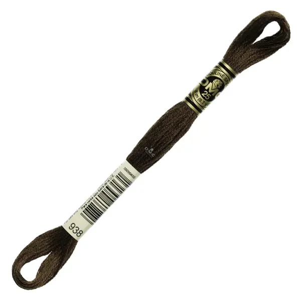 Vyšívacia niť, DMC Mouliné (rozdelená, 6 vlákien), 8 m - 427-938, Coffee Brown - ULT DK