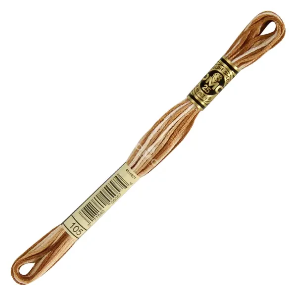 Vyšívacia niť, DMC Mouliné (rozdelená, 6 vlákien), 8 m - 498-105, Variegated - Tan/Brown