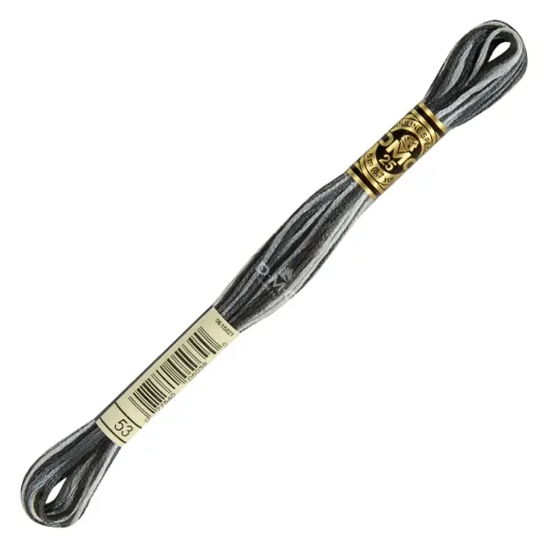 Vyšívacia niť, DMC Mouliné (rozdelená, 6 vlákien), 8 m - 500-53, Variegated - Steel Grey