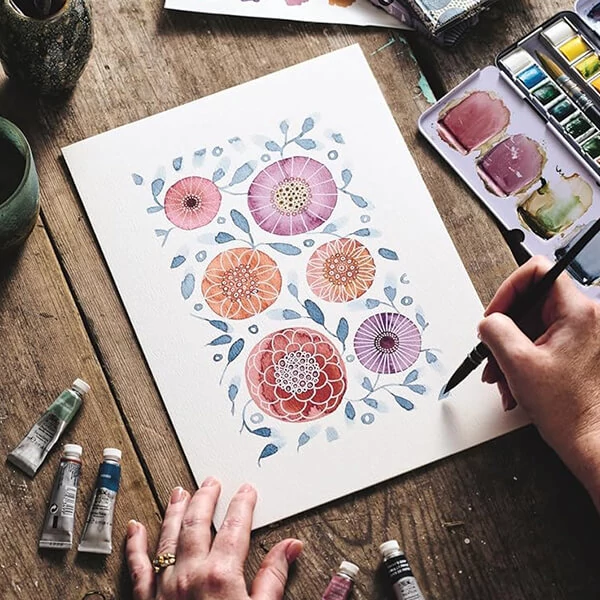 Abstraktná akvarelová maľba - Kreativita a meditácia - Kate Rebecca Leach