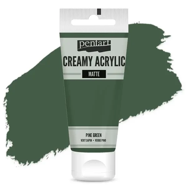 Krémová akrylová farba Pentart, matná, 60 ml - borovicovo zelená