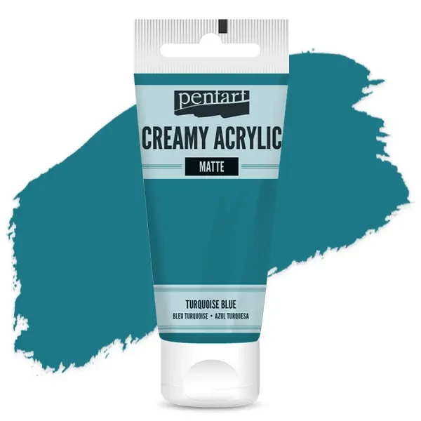 Krémová akrylová farba Pentart, matná, 60 ml - tyrkysová