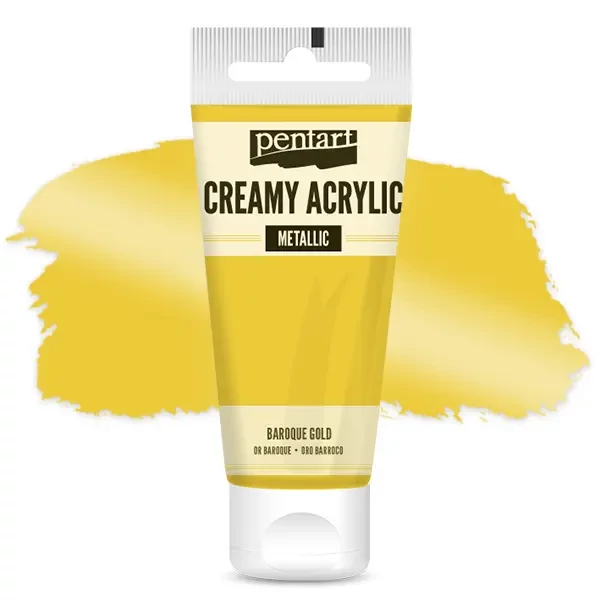 Krémová akrylová farba Pentart, metalická, 60 ml - baroková zlatá