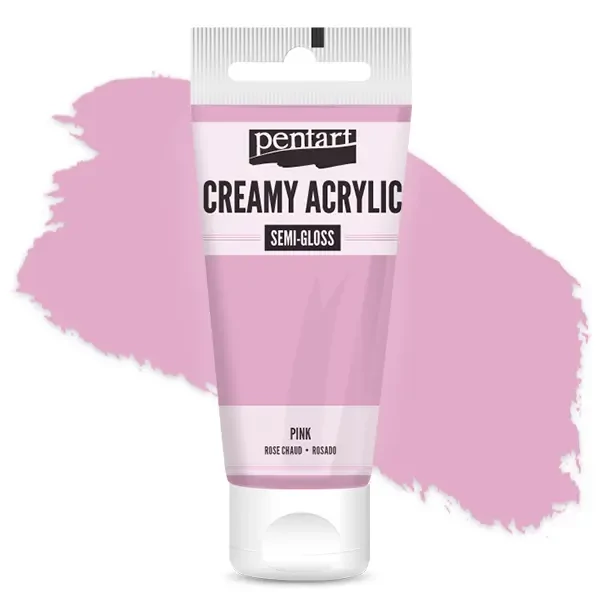 Krémová akrylová farba Pentart, s hodvábnym leskom, 60 ml - pink