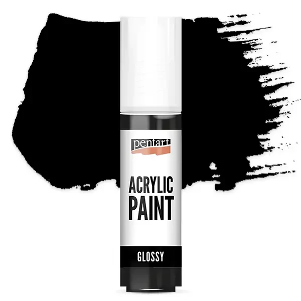 Lesklá akrylová farba Pentart, 20 ml - čierna