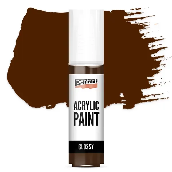 Lesklá akrylová farba Pentart, 20 ml - tmavohnedá