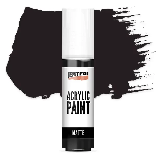 Matná akrylová farba Pentart, 20 ml - čierna