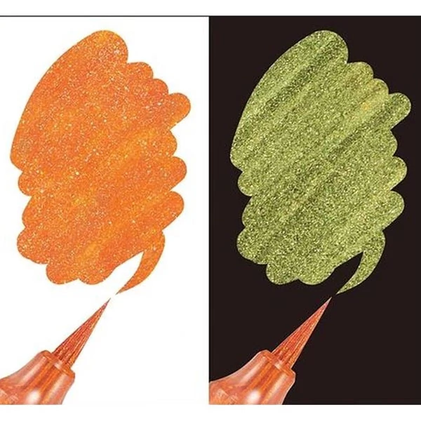 Štetcový popisovač Pentel Dual Metallic Brush Pen, XGFH-DFX, oranžovo-metalický žltý