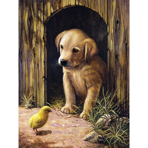 Sada očíslovaných omaľovánok, akrylová farba+štetec, 22x30 cm - šteniatko labradora