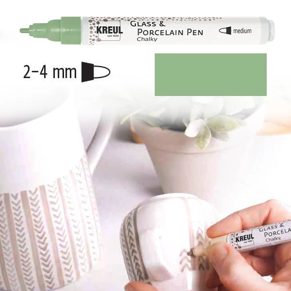 Sklenený a porcelánový popisovač, Kreul Chalky - 74 rozmarínovo zelená