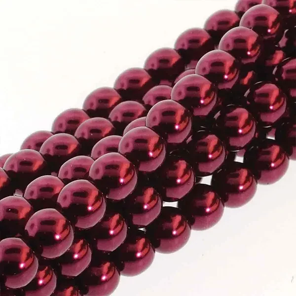 Reťaz českých sklenených korálikov tekla, 4 mm, 120 ks - Burgundy