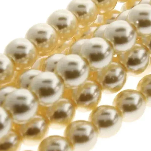 Reťaz českých sklenených korálikov tekla, 6 mm, 75 ks - Cream