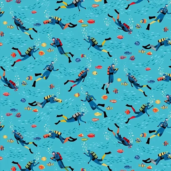 Patchworková tkanina - Makower - Deep Blue Sea 138/B2 Divers light blue