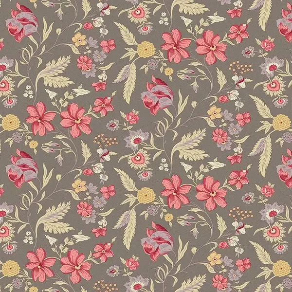 Patchworková tkanina - Makower - Wildflower Cottage 1590C Wildflower pewter