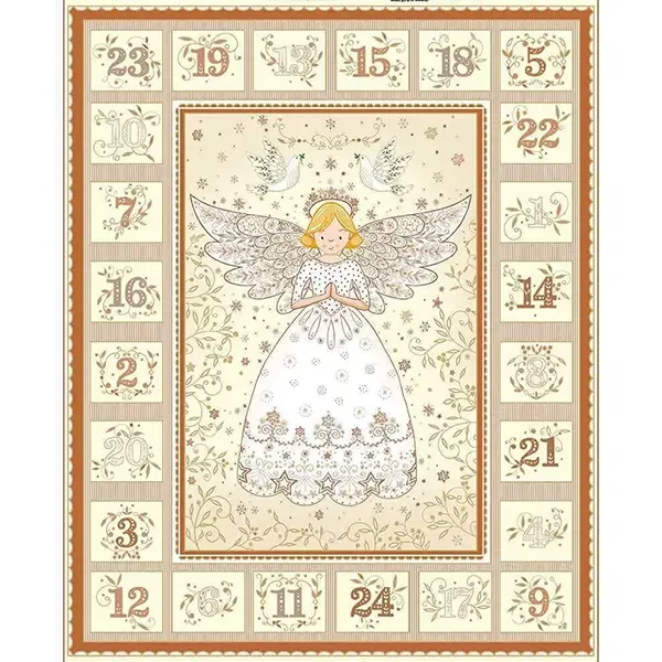 Patchworková tkanina - Makower - Christmas 25 Advent Angel Cream 042/Q, Panel, 60cm