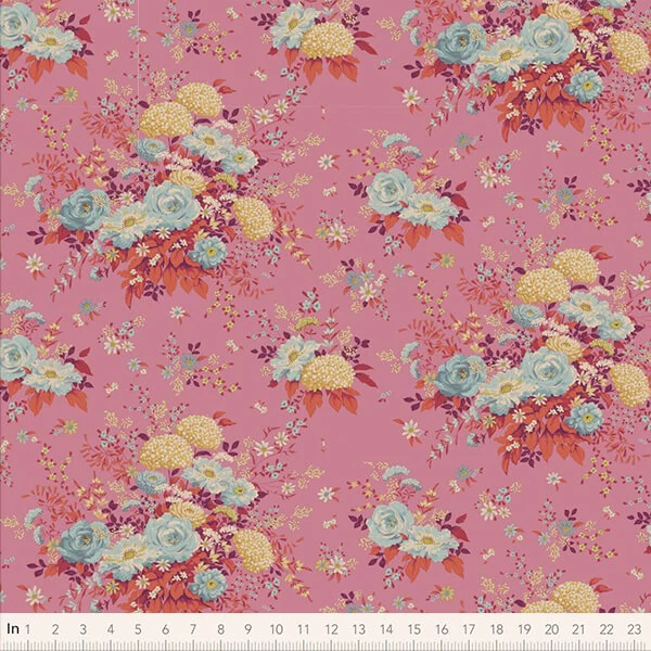Patchworková tkanina - Tilda Chic Escape - Wildgarden pink 100456