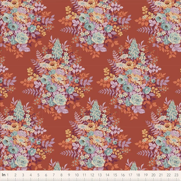 Patchworková tkanina - Tilda Chic Escape - Whimsyflower rust 100458