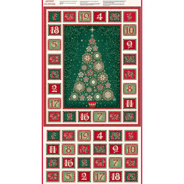 Patchworková tkanina - Makower - Good Tidings Advent 110/1, Panel, 60cm