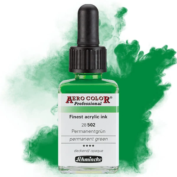 Farba do retušovacieho pištoľa Schmincke AERO COLOR Professional, 28 ml - 502, permanent green