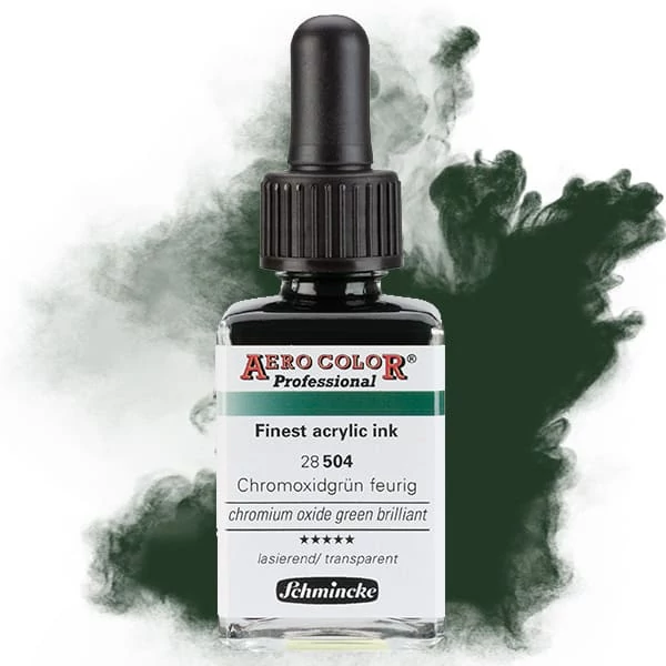 Farba do retušovacieho pištoľa Schmincke AERO COLOR Professional, 28 ml - 504, chromium oxide green brilliant