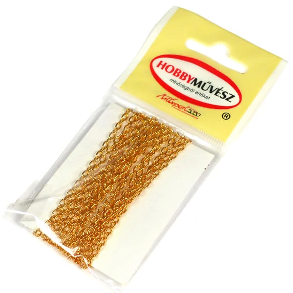 Kovová retiazka na výrobu šperkov, 2 m - zlatá farba, 2x1,5 mm