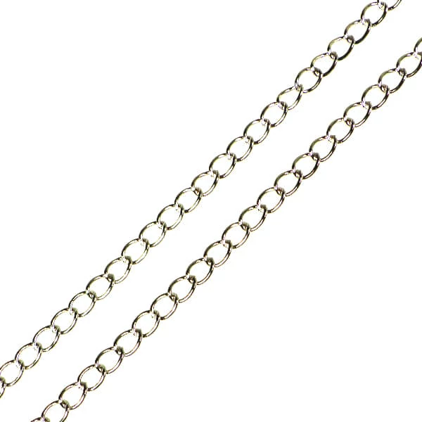 Kovová retiazka na výrobu šperkov, 2 m - rodium, 3x6 mm