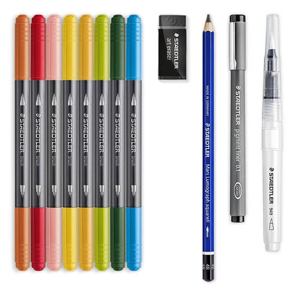 Sada štetcových popisovačov, Staedtler, Design Journey, Floral watercolour, obojstranné - 12 ks
